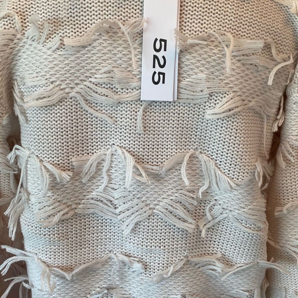 525 Fringe Cardigan Sweater In Bare Size Large Ivory Off White V- Neck B… - Picture 9 of 9